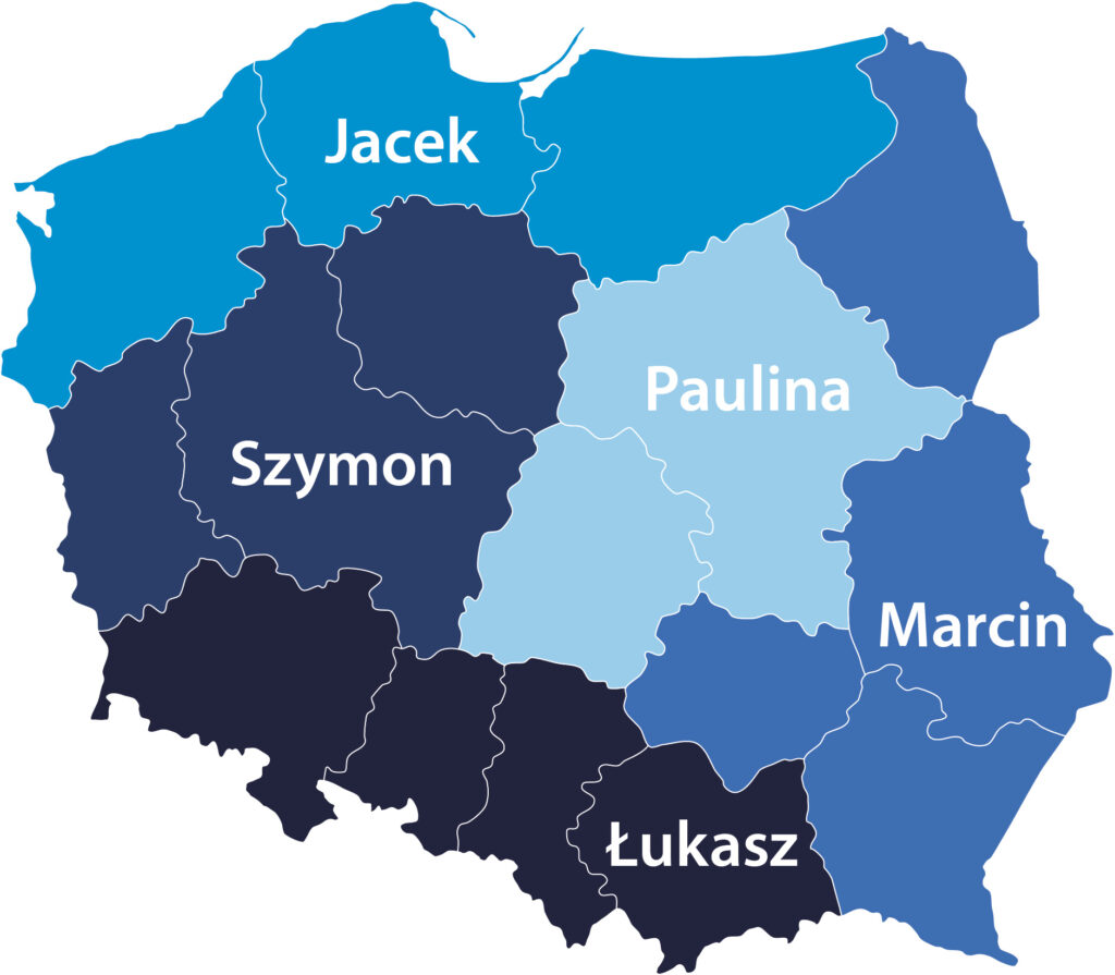 Mapa Regionalni Koordynatorzy Sprzedaży
